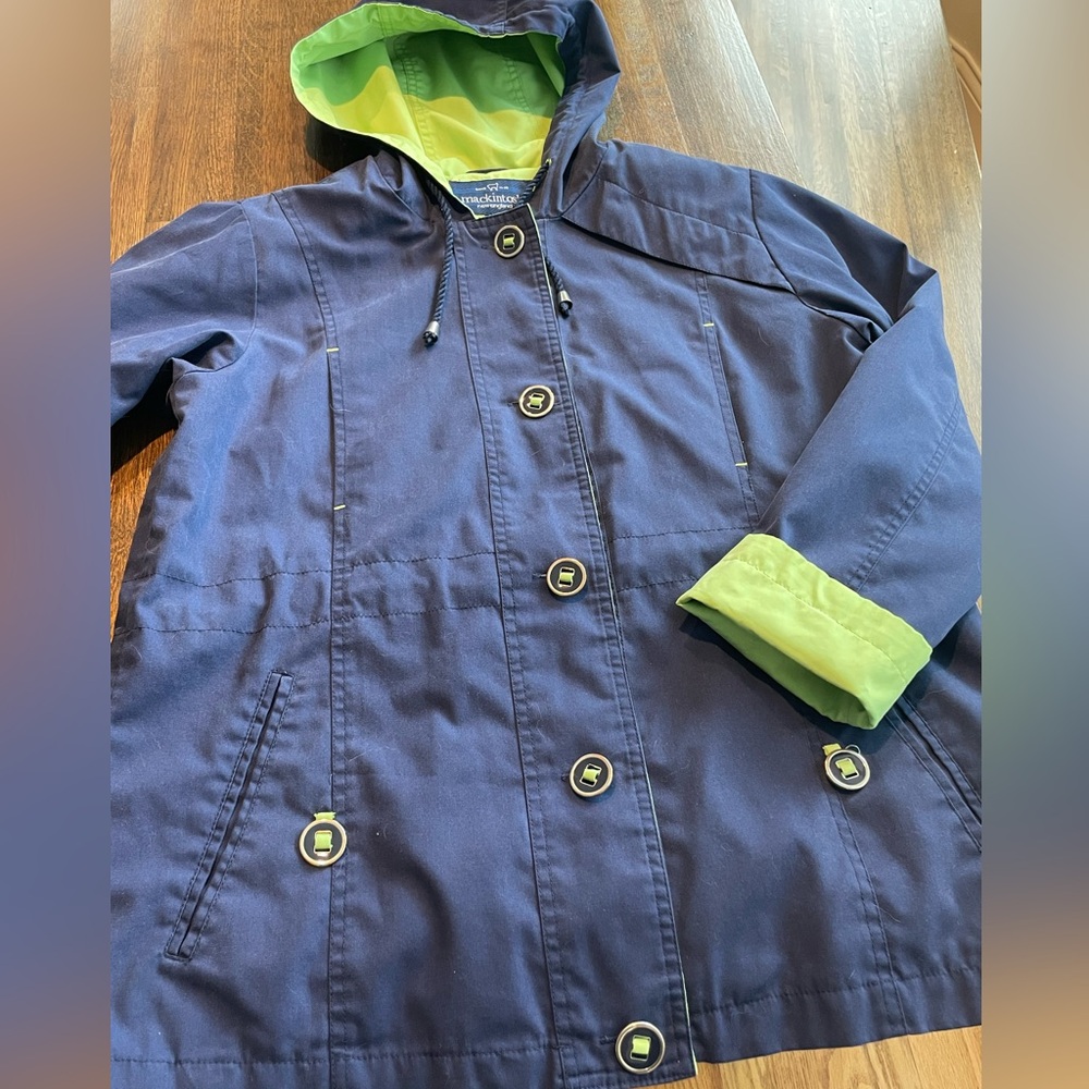 Vintage MacKintosh New England Navy Jacket Hoodie Lightweight Retro - size small